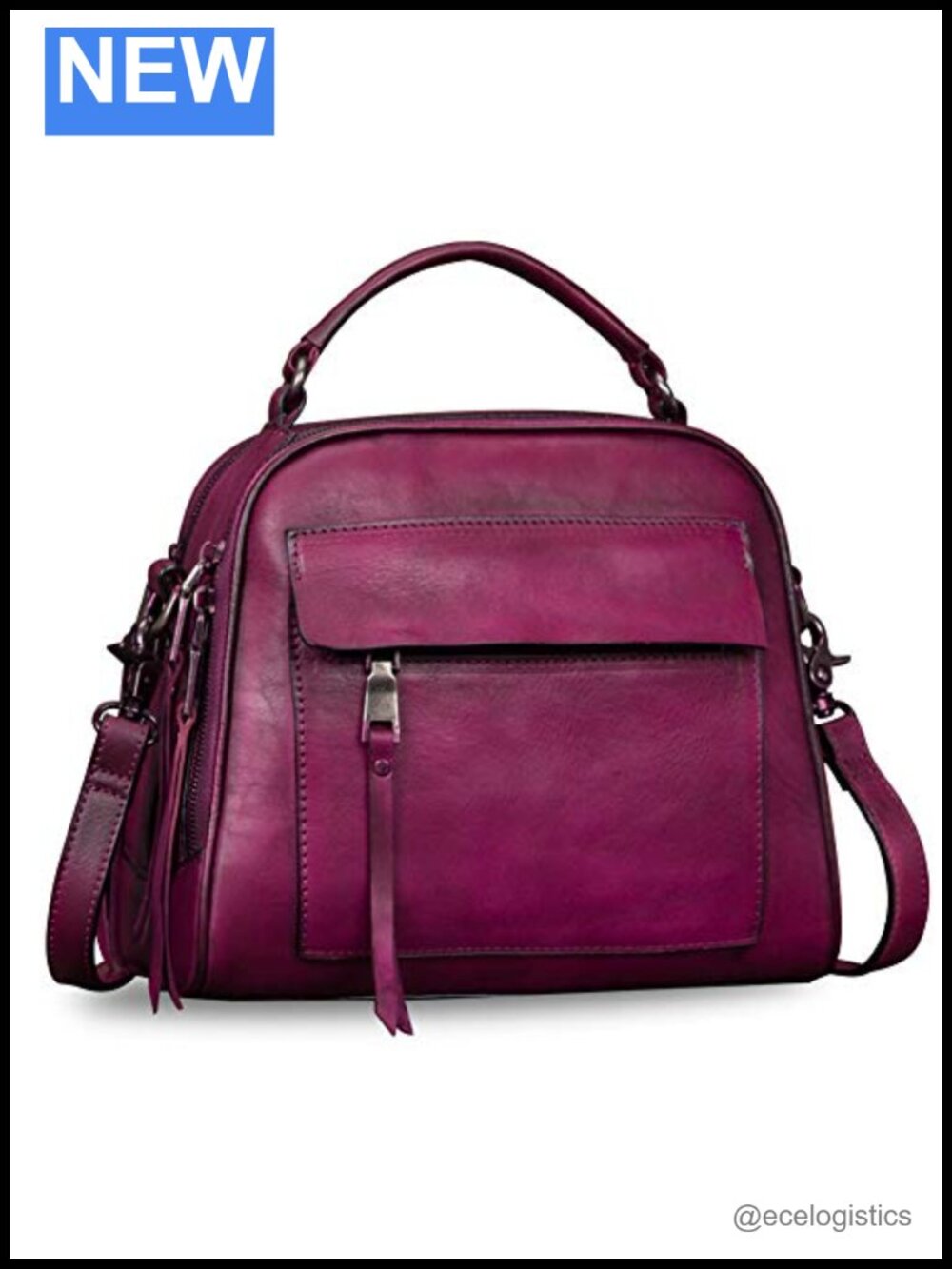 Genuine Leather Vintage Handmade Satchel Crossbody Purse with Strap